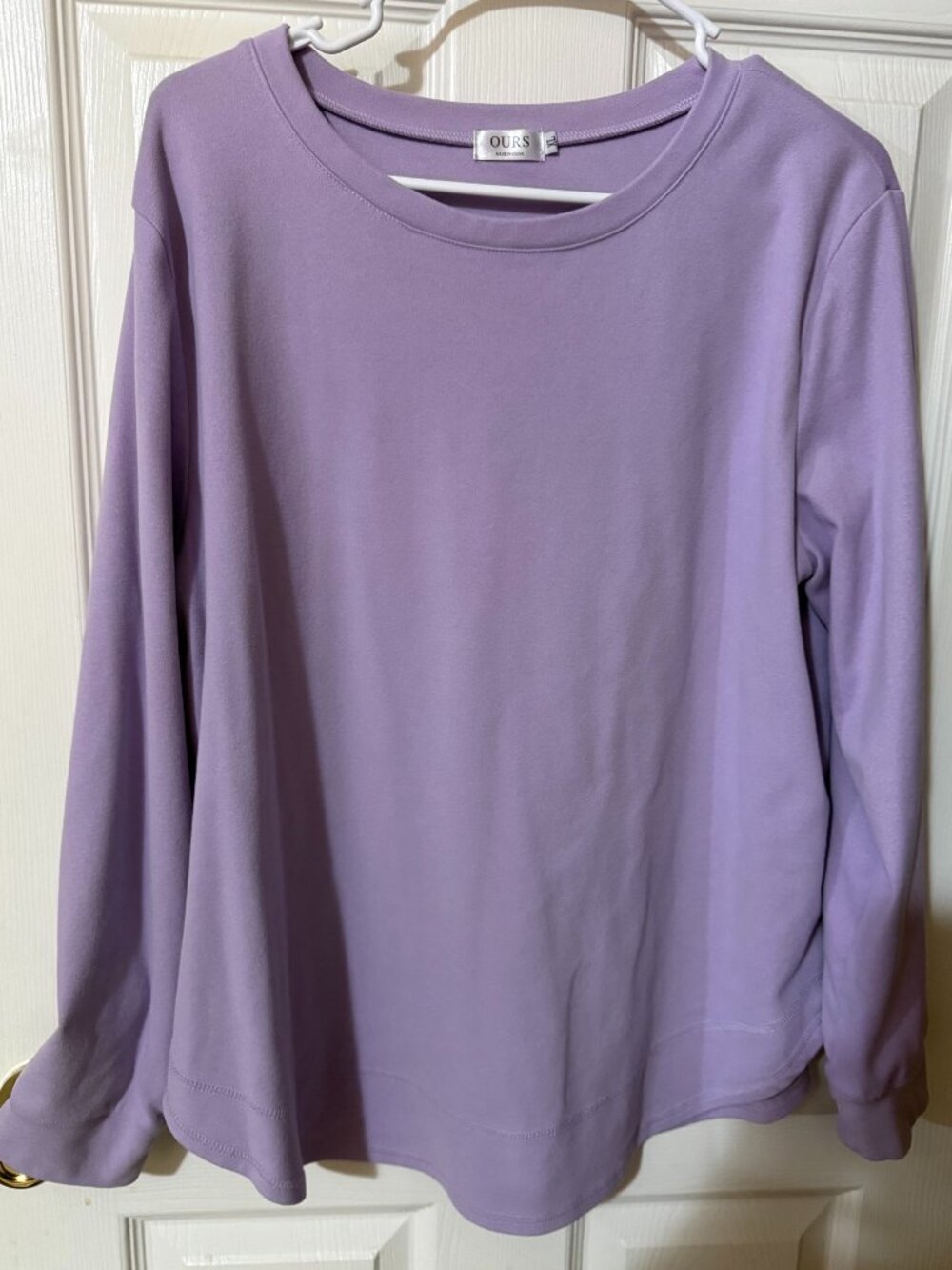 OURS Women’s Lavender Purple SKU283 Long Sleeve Crew Neck Top Size XL